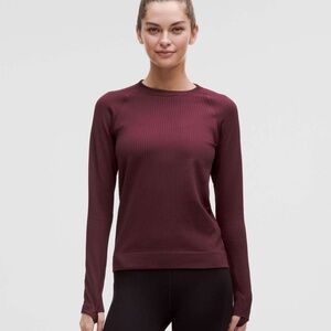 Lululemon Rest Less Pullover Colour Rib Garnet / Garnet sz 8